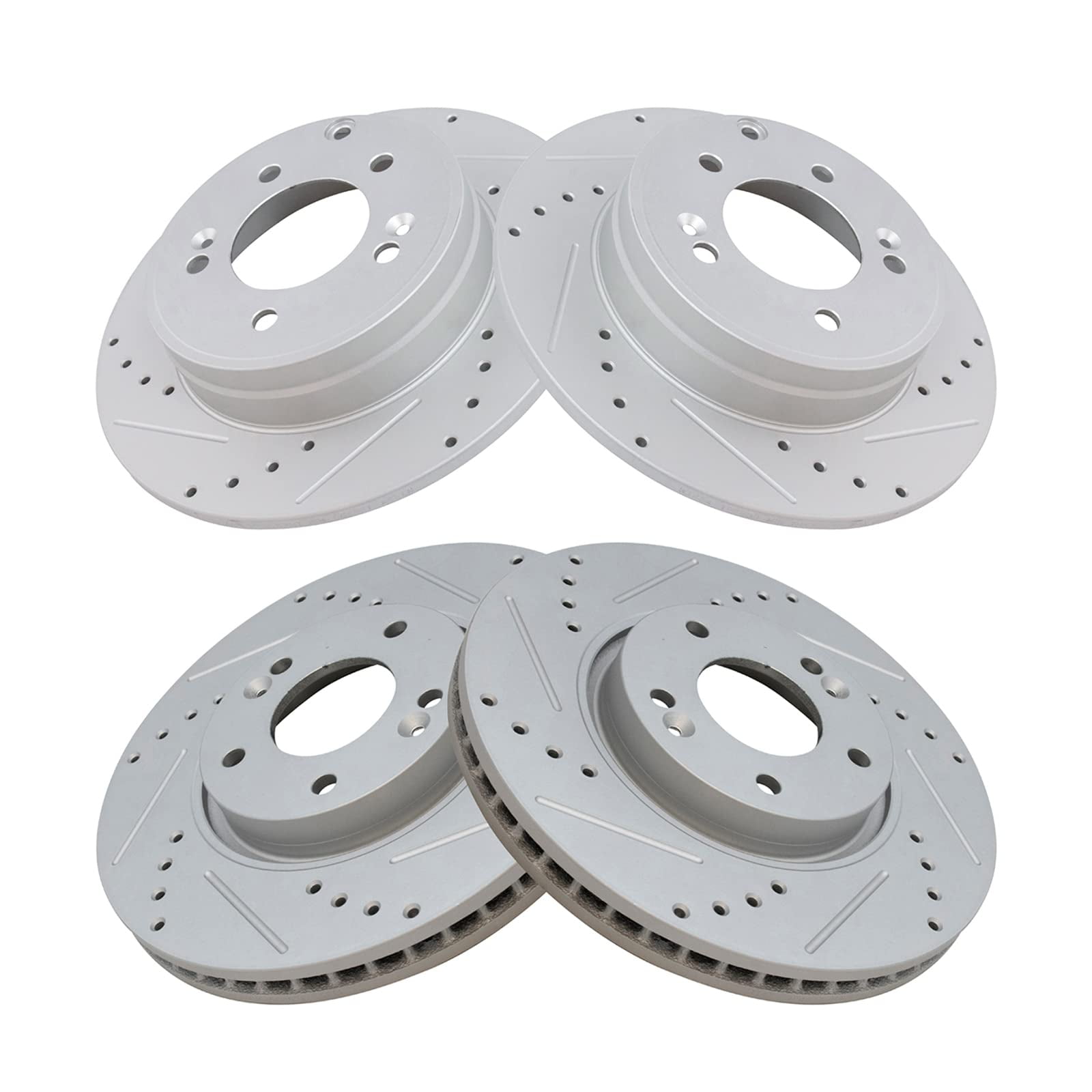 TRQ Front and Rear Performance Brake Rotors Set Premium G-Coated Cross ...