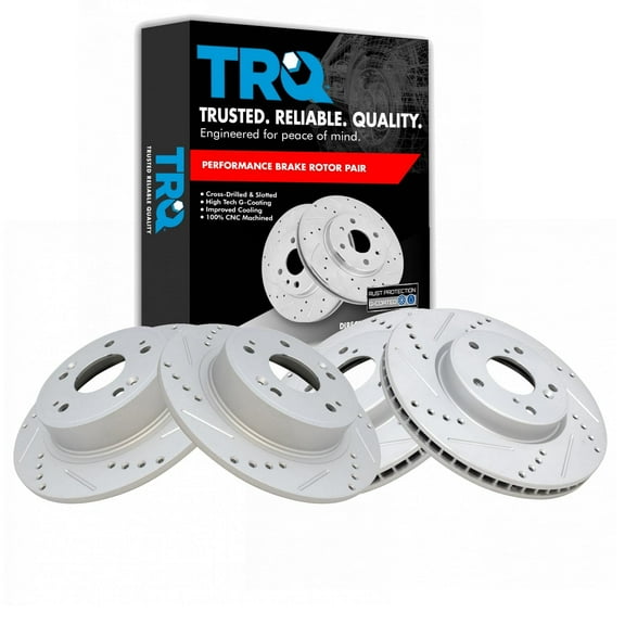 TRQ Front and Rear Performance Brake Rotors Set Premium G-Coated Cross Drilled & Slotted Fits Select 2013-2020 Honda Accord 2016-2020 HR-V