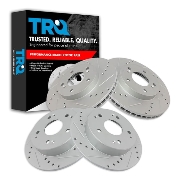 TRQ Front and Rear Performance Brake Rotors Set Premium G-Coated Fits Select 1997-2001 Acura Integra