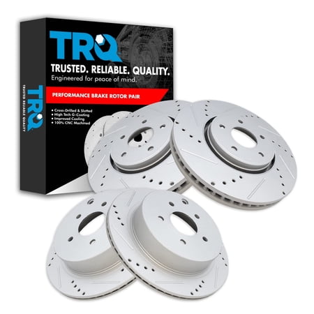 TRQ Front and Rear Performance Brake Rotors Set Premium G-Coated Fits Select 2005-2012 INFINITI FX35 2013 FX37 2005-2008 FX45 2014 QX70