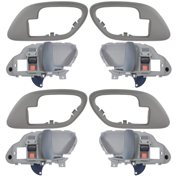 TRQ Gray Interior Inside Door Handle w/ Bezel LH & RH 8pc Kit for Chevy Truck DHA35080