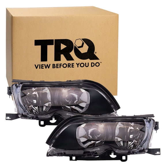 TRQ Headlight Assembly Set BM2502122 BM2503122 Fits 2002-2005 BMW 325i 325xi 330i 330xi