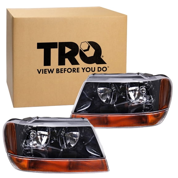 TRQ Headlight Assembly Set CH2502121 CH2503121 Fits 1999-2004 Jeep Grand Cherokee