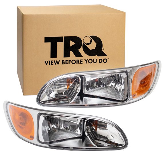 TRQ Headlight Assembly Set Fits 2006-2015 Peterbilt 386 2006-2011 387