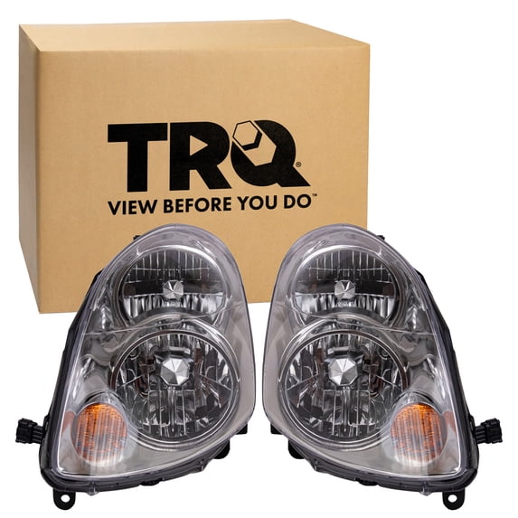 TRQ Headlight Assembly Set IN2502112 IN2503112 Fits 2003-2004 INFINITI G35
