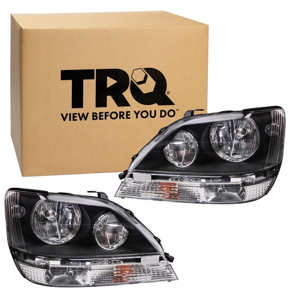 TRQ Headlight Assembly Set LX2502103 LX2503103 Fits 1999-2000 Lexus RX300