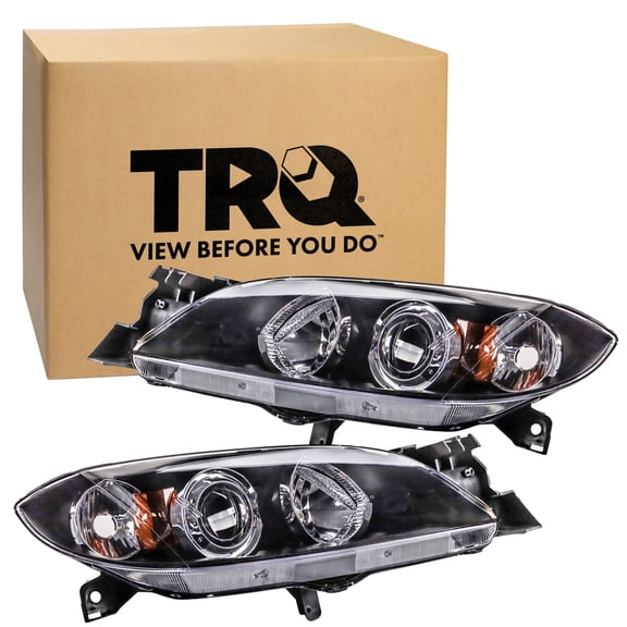 TRQ Headlight Assembly Set MA2518108 MA2519108 Fits 2004-2009 Mazda 3