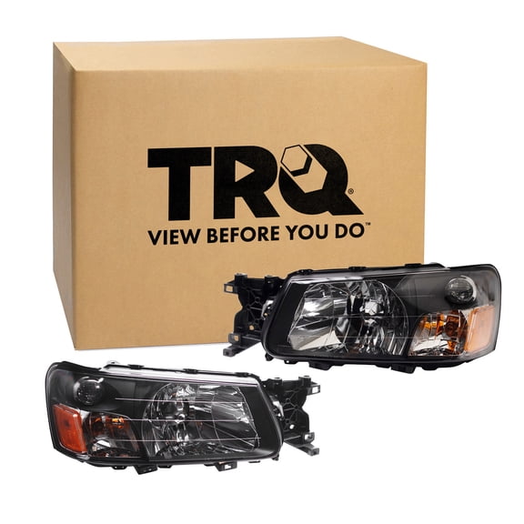 TRQ Headlight Assembly Set SU2502111 SU2503111 Fits 2003-2004 Subaru Forester