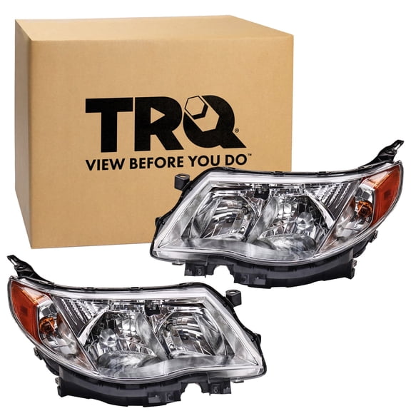 TRQ Headlight Assembly Set SU2502132 SU2503132 Fits 2009-2013 Subaru Forester