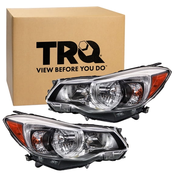 TRQ Headlight Assembly Set SU2502140 SU2503140 Fits 2012-2013 Subaru Impreza 2013-2014 XV Crosstrek