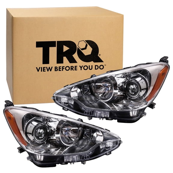 TRQ Headlight Assembly Set TO2502214 TO2503214 Fits 2012-2014 Toyota Prius C