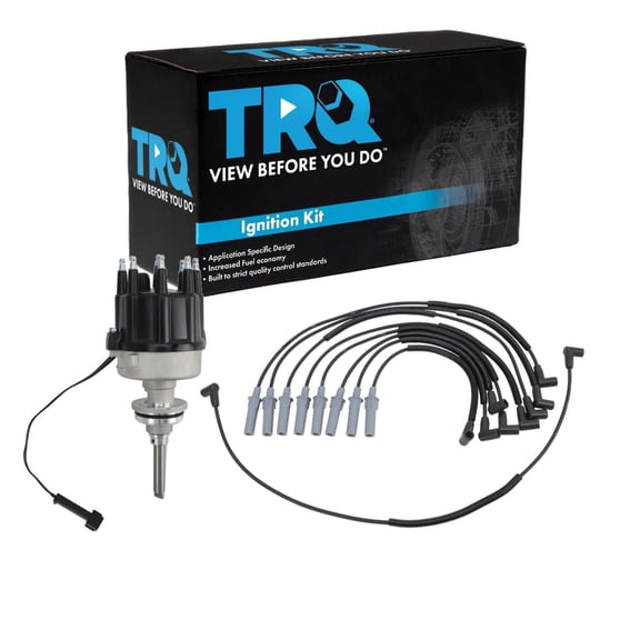 TRQ Ignition Coil Kit 2 Piece Distributor Fits 1999-2003 Dodge Ram 2500 Van Ram 3500 Van