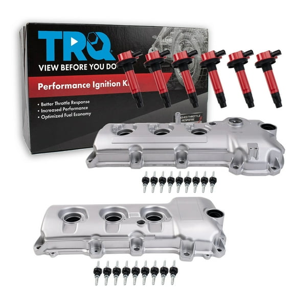 TRQ Ignition Coil Kit 8 Piece Valve Cover Fits 2007-2010 Ford Edge 2009-2012 Flex 2010-2012 Fusion 2008-2012 Taurus 2008-2009 Taurus X 2009-2012 Lincoln MKS 2007-2010 MKX 2007-2012 MKZ