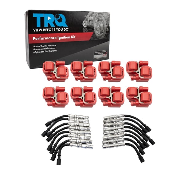 TRQ Ignition Coil Kit 9 Piece Fits 1998-2000 Mercedes-Benz C43 AMG CL500 E430 1999 CLK430 E55 AMG ML430 SL500 2000-06 S430 S500 ML55 AMG 2001-06 CL55 AMG CLK55 AMG S55 AMG