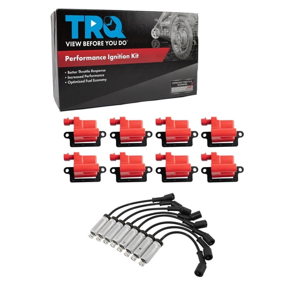 TRQ Ignition Coil Kit 9 Piece Fits 1999-2007 Chevrolet Silverado 1500 2500 Suburban 1500 Tahoe Avalanche 1500 GMC Sierra 1500 Yukon Cadillac Escalade Hummer H2 Isuzu NPR