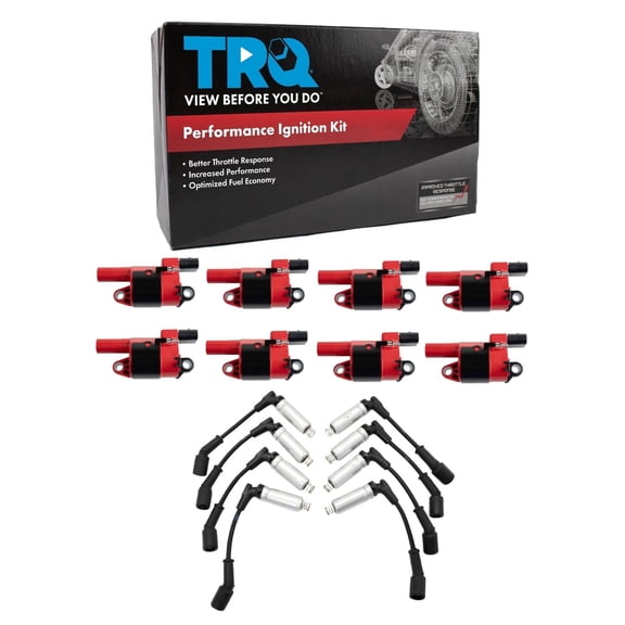 TRQ Ignition Coil Kit 9 Piece Fits 2007-2008 Chevrolet Silverado GMC Sierra 1500 2006-2008 Trailblazer Cadillac Escalade 2008 Hummer H2 H3 2005-2008 Pontiac Grand Prix Saab 9-7x