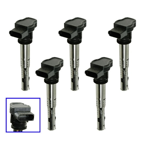 TRQ Ignition Coil SET KIT of 5 for Audi VW TT EOS Golf Jetta Passat Rabbit 2.5L ICA61575