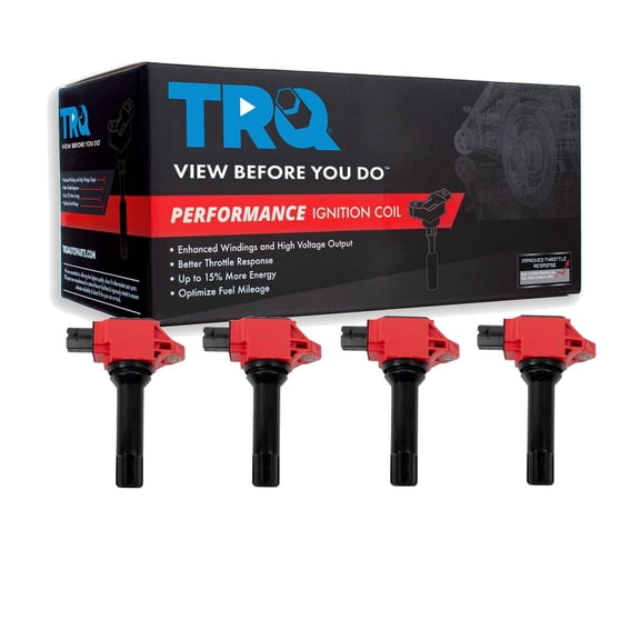 TRQ Ignition Coil Set 4 Piece High Temperature Epoxy Fits 15-18 Subaru Forester 15-19 Legacy Outback 15-21 WRX