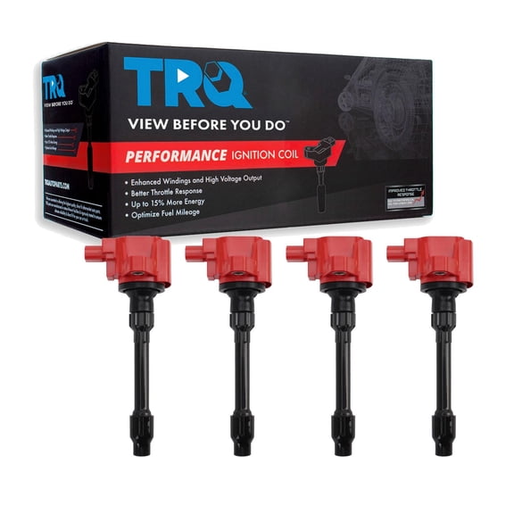 TRQ Ignition Coil Set 4 Piece High Temperature Epoxy Fits 19-23 Acura RDX TLX 18-22 Honda Accord 16-23 Civic 18-21 Clarity 17-23 CR-V 19-22 Insight