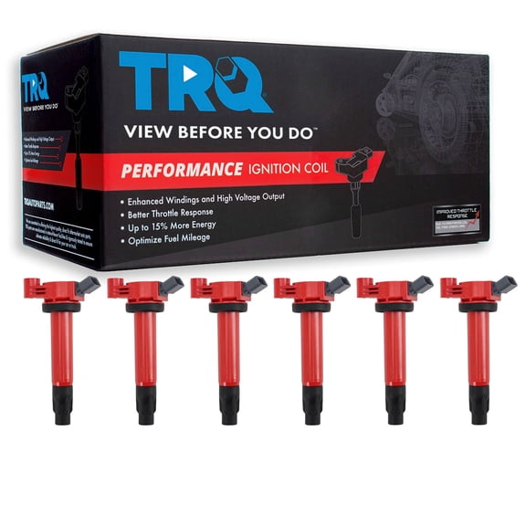TRQ Ignition Coil Set 6 Piece High Temperature Epoxy Fits 2004-2006 Lexus ES330 RX330 06-08 RX400h 04-06 Toyota Camry Highlander Sienna Solara 07-08 Highlander Solara