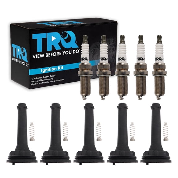 TRQ Ignition Coil and Spark Plug Kit 10 Piece Fits 1999-2004 Volvo C70 1999-2005 S60 1999-2000 S70 2004-2006 S80 1999-2007 V70 2003-2006 XC70 2003-2006 XC90