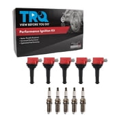 TRQ Ignition Coil & Spark Plug Kit 10 Piece Fits 2008-2013 Volvo C30 2006-2013 C70 2004-2011 S40 2004-2016 S60 2005-2011 V50 2015-2016 XC60 V60 2004-2007 V70 2016 XC70 S60 Cross Country