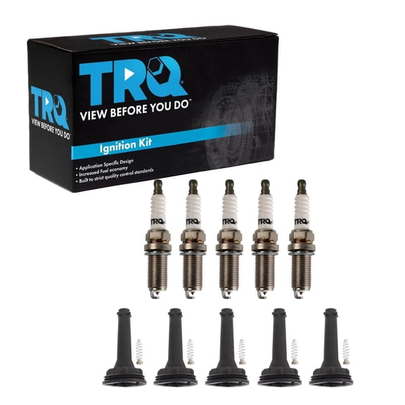 TRQ Ignition Coil & Spark Plug Kit 10 Piece Fits 2008-2013 Volvo C30 2006-2013 C70 2004-2011 S40 2004-2016 S60 2005-2011 V50 2015-2016 XC60 V60 Cross Country 2004-2007 V70 2016 XC70