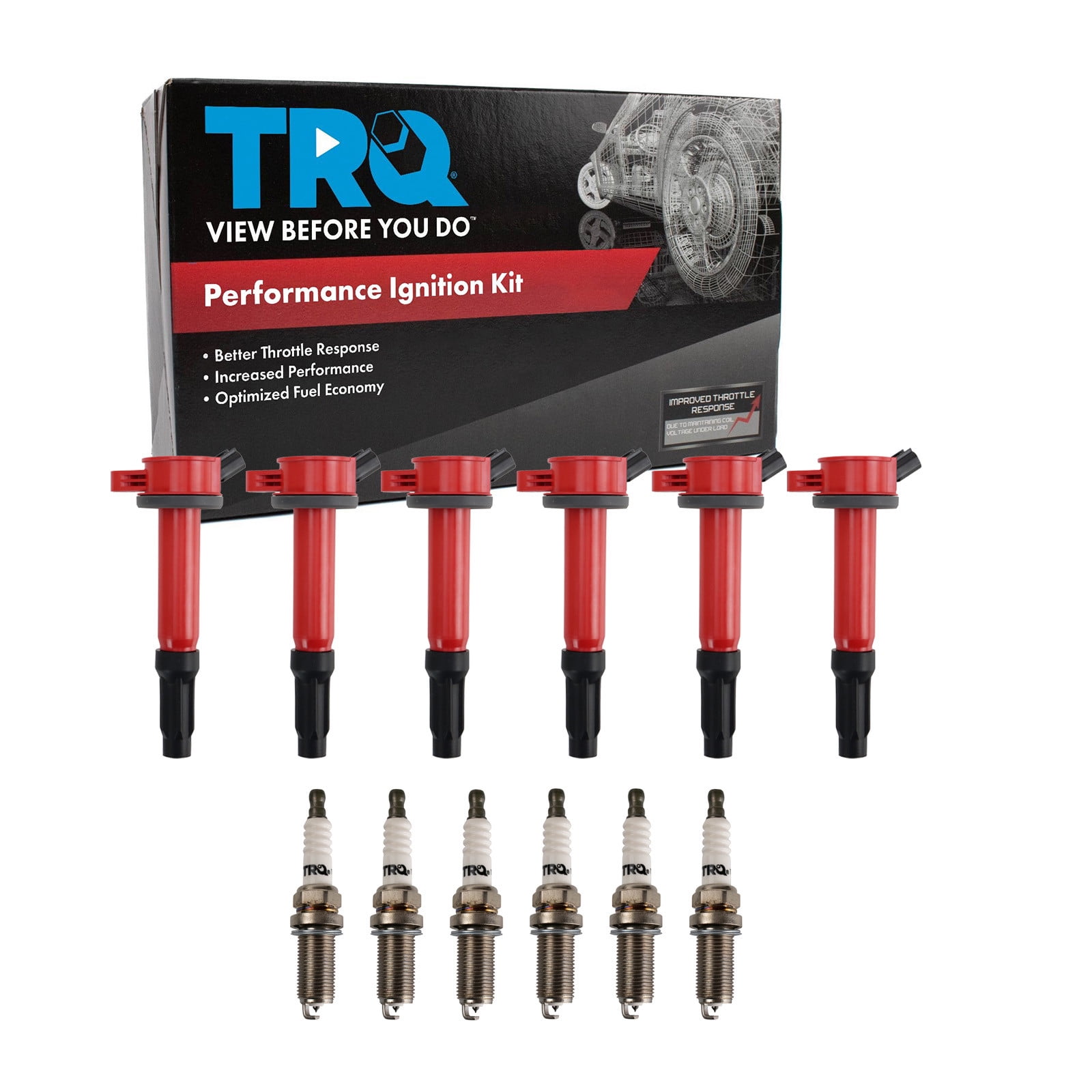 TRQ Ignition Coil and Spark Plug Kit 12 Piece Fits 2006-2012 Ford Fusion 2009-2012 Escape 2006 Lincoln Zephyr 2008-2011 Mazda Tribute 2009-2011 Mercury Mariner 2006-2011 Milan