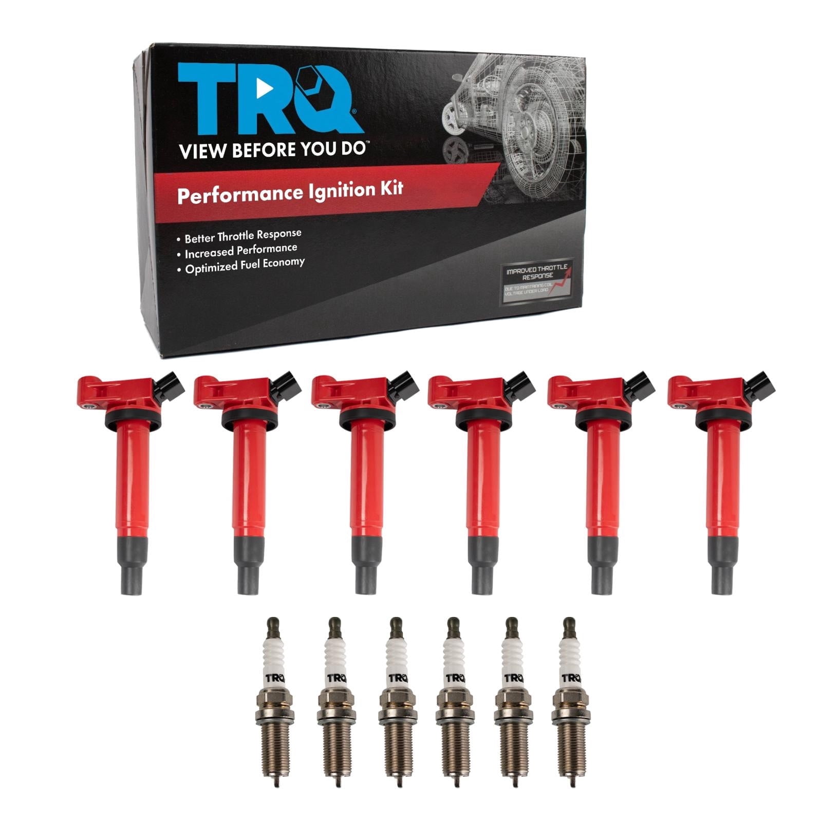 TRQ Ignition Coil & Spark Plug Kit 12 Piece Iridium Spark Plugs Fits 2002-2006 Toyota Camry 2001-2006 Sienna 2004-2008 Highlander 2000-2004 Avalon 2004-2006 Lexus RX330 1999-2003 RX300