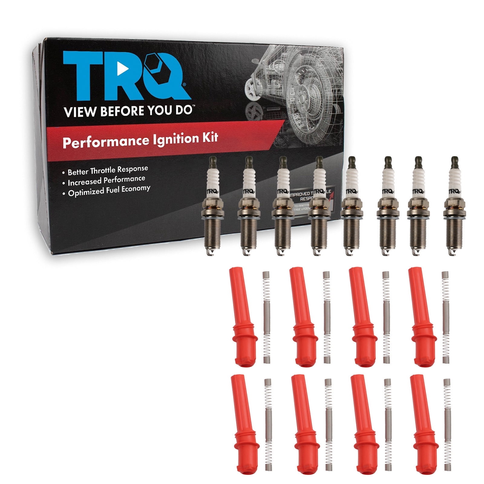 TRQ Ignition Coil and Spark Plug Kit 16 Piece Fits 2004-2008 Ford F-150 2000-2016 E-350 Super Duty 1998-2011 Crown Victoria 1998-2011 Lincoln Town Car 1998-2011 Mercury Grand Marquis