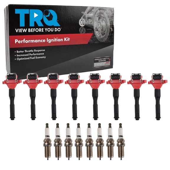 TRQ Ignition Coil and Spark Plug Kit 16 Piece High Performance Fits 1998-2000 BMW 740i 740iL 2000-2003 M5 2000-2002 Z8 2004-2005 Land Rover Range Rover