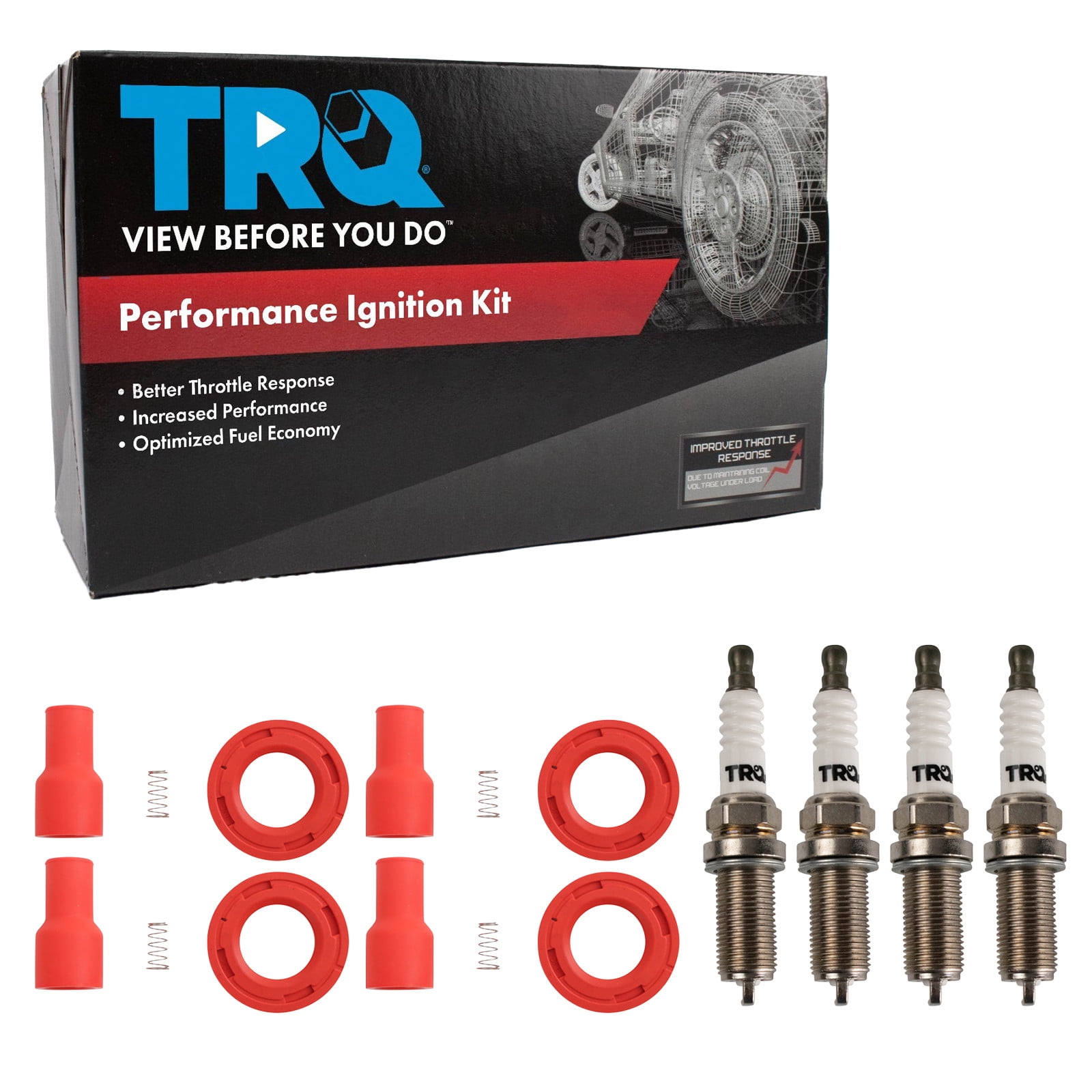 TRQ Ignition Coil and Spark Plug Kit 8 Piece Fits 2003-2008 Pontiac Vibe 2004-2006 Scion xA xB 2000-2005 Toyota Celica Corolla Echo 2001-2009 Prius 2012-2019 Prius C 2007-2018 Yaris