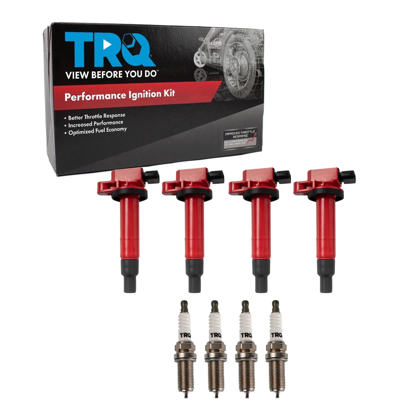 TRQ Ignition Coil and Spark Plug Kit 8 Piece Iridium Spark Plugs Fits 2004-2006 Scion xA 2004-2006 xB 2000-2005 Toyota Echo 2001-2009 Prius 2012-2019 Prius C 2007-2018 Yaris