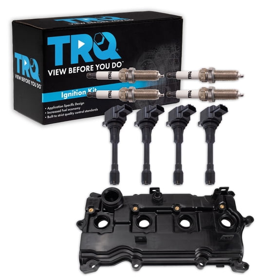 TRQ Ignition Coil and Spark Plug Kit 9 Piece Iridium Spark Plugs Valve Cover Fits 2014-2015 Infiniti QX60 2013-2017 Nissan Altima 2014 Pathfinder 2014-2016 Rogue