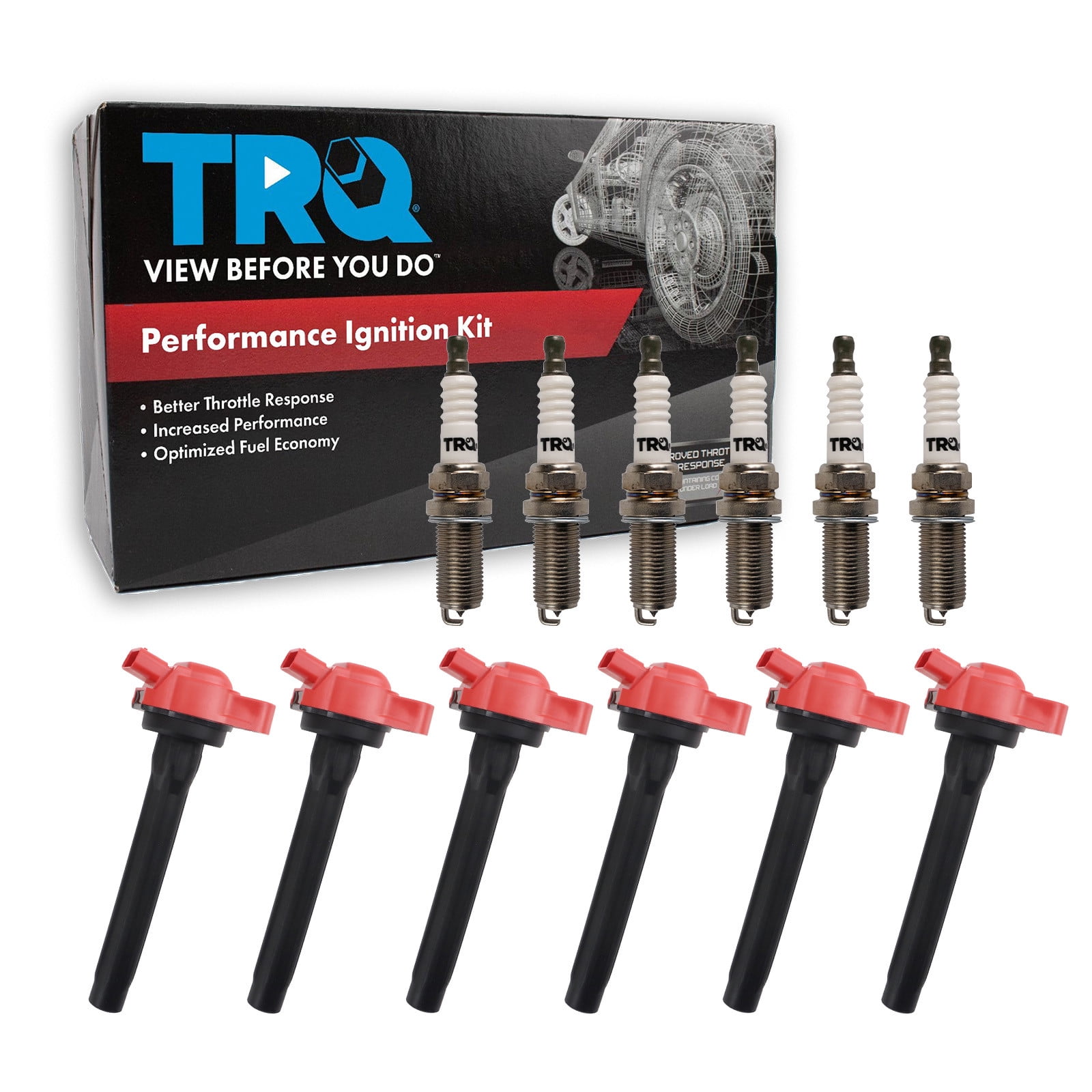 TRQ Ignition Coil and Spark Plug Kit 12 Piece Fits 2016-2021 Lexus ES350 RX350 RX450h RX450hL 2016-2021 Toyota Avalon Camry Highlander Sienna