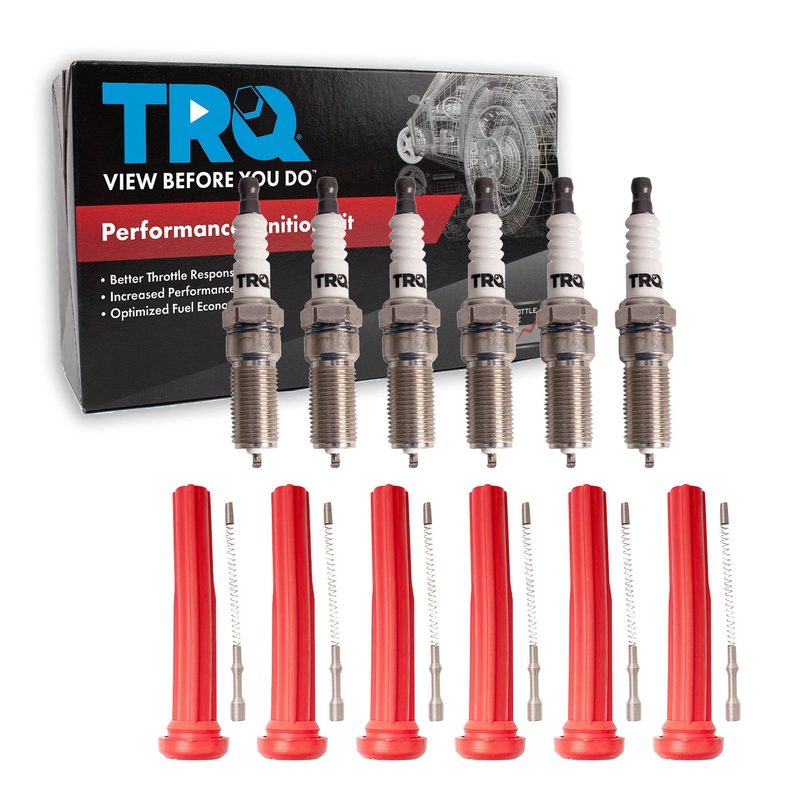 TRQ Ignition Coil and Spark Plug Kit 12 Piece Fits 2017-2018 Ford Fusion 2020-2021 Edge 2020 Lincoln Continental