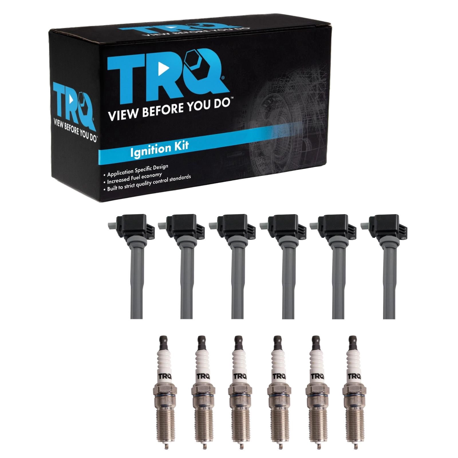 TRQ Ignition Coil and Spark Plug Kit 12 Piece Iridium Spark Plugs Fits 2017-2019 Ford Fusion 2020 Lincoln Continental
