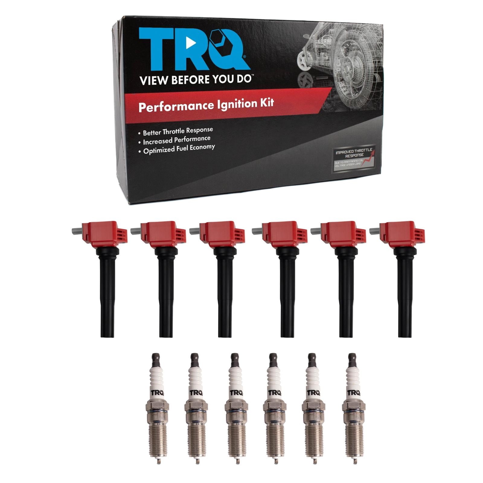 TRQ Ignition Coil and Spark Plug Kit 12 Piece Iridium Spark Plugs Fits 2017-2019 Ford Fusion 2020 Lincoln Continental