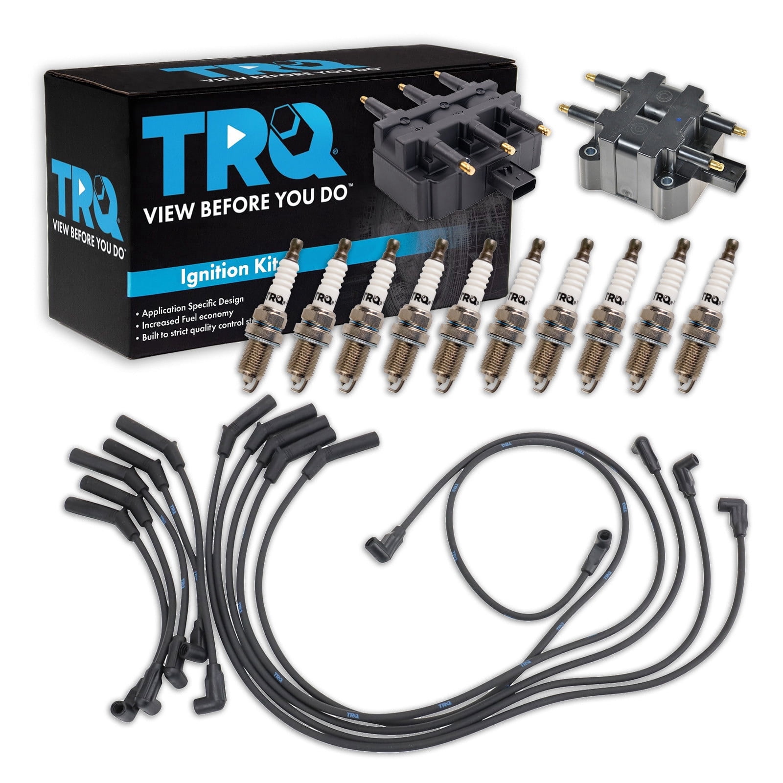 TRQ Ignition Coil and Spark Plug Kit 13 Piece Iridium Spark Plugs Fits 1997-2003 Dodge Ram 2500 1997-2003 Ram 3500