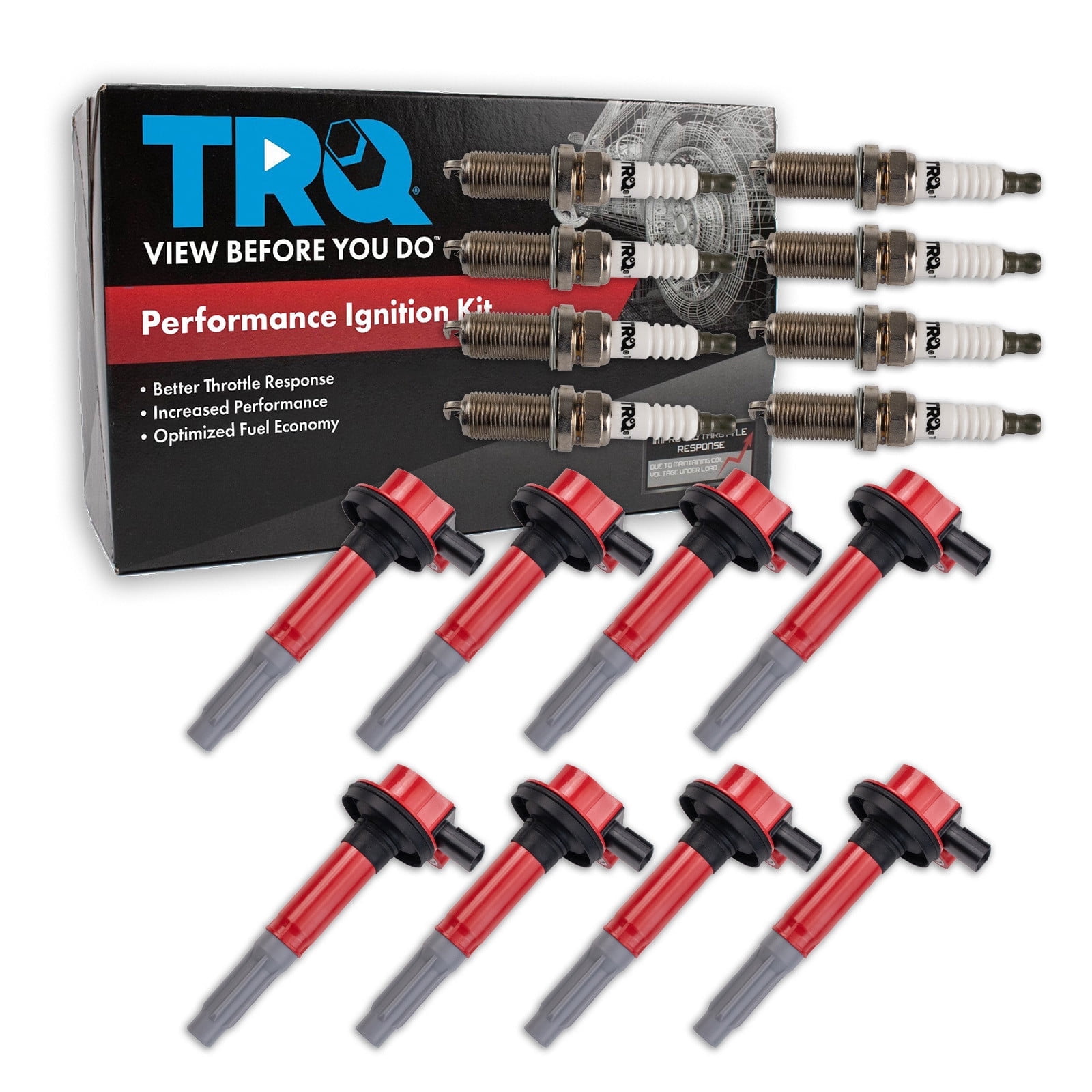 TRQ Ignition Coil and Spark Plug Kit 16 Piece Coil on Plug Iridium Spark Plugs Fits 2011-2016 Ford F-150 2011-2015 Mustang