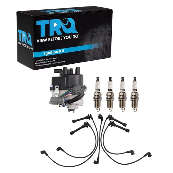 TRQ Ignition Coil and Spark Plug Kit 6 Piece Distributor Fits 1992-1995 Honda Prelude