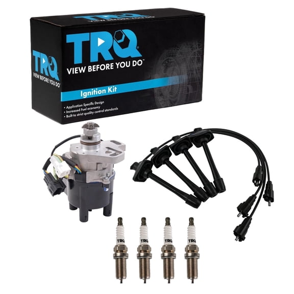TRQ Ignition Coil and Spark Plug Kit 6 Piece Distributor Fits 1994-1995 Toyota Celica 1993-1995 Corolla