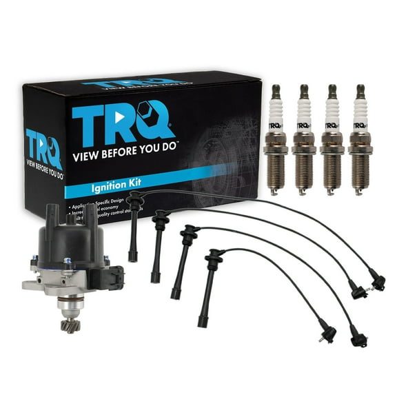 TRQ Ignition Coil and Spark Plug Kit 6 Piece Distributor Fits 1994-1997 Toyota T100 1995-1997 Tacoma 1996 4Runner