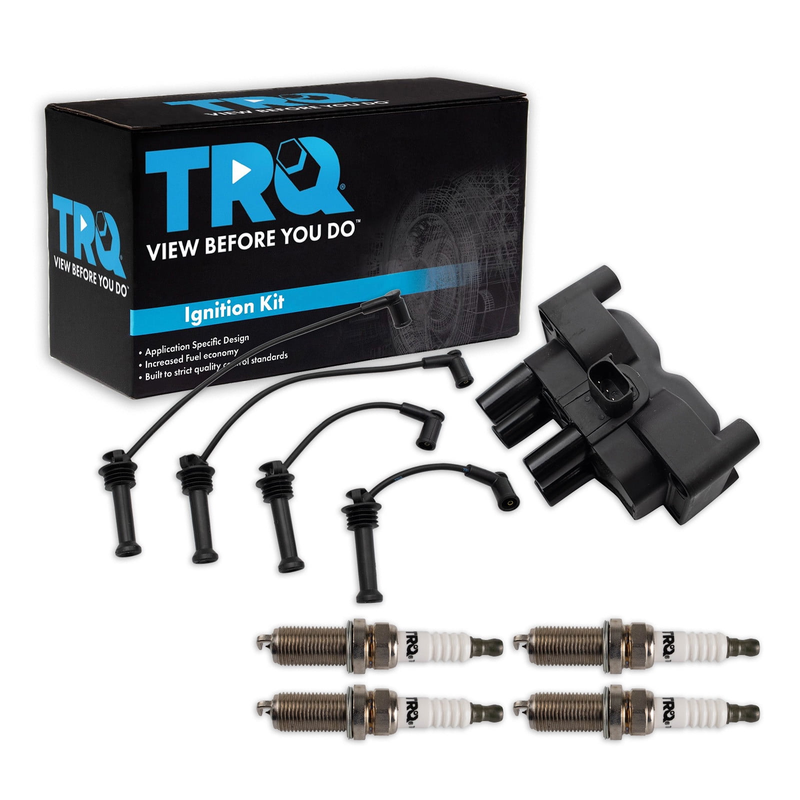 TRQ Ignition Coil and Spark Plug Kit 6 Piece Iridium Spark Plugs Fits 2011-2013 Ford Fiesta