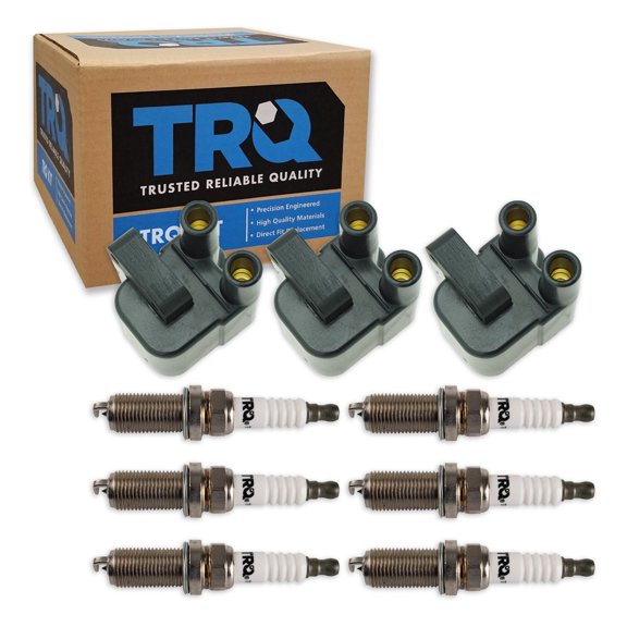 TRQ Ignition Coil & Spark Plug Kit Iridium 9 Piece Fits 1991-1999 Mitsubishi 3000GT VR-4 1992-1995 Diamante LS 1995-1996 Montero Fits V6 3.0L