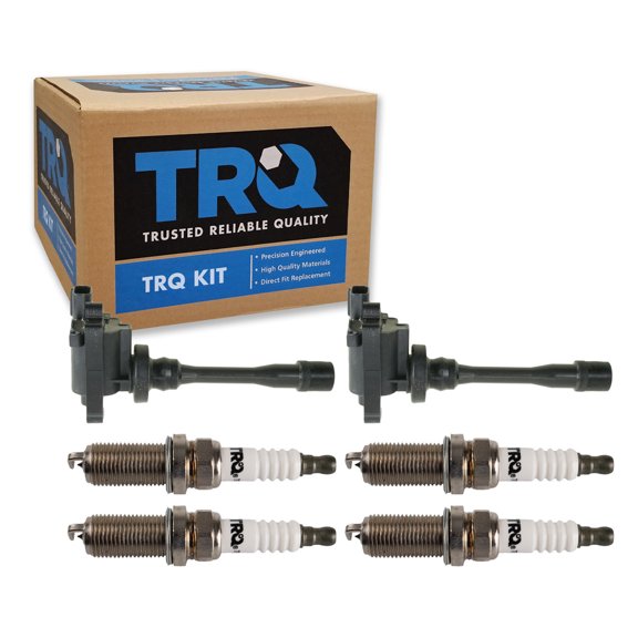 TRQ Ignition Coil and Spark Plug Kit 6 Piece Iridium Spark Plugs Fits 1997-2002 Mitsubishi Mirage 1998-2003 Galant 2000-2005 Eclipse 2002-2007 Lancer 2003 Outlander