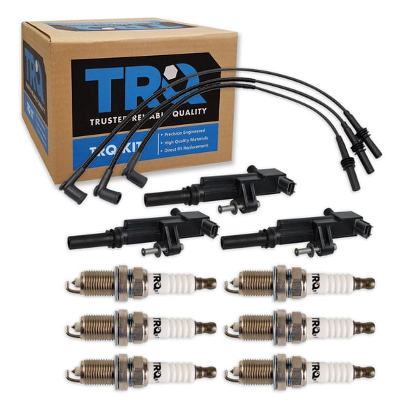 TRQ Ignition Coil and Spark Plug Kit 10 Piece Iridium Spark Plugs Fits 2009-2011 Dodge Ram 1500 2009-2012 Jeep Liberty 2009-2010 Dodge Dakota 2011-2012 Ram 1500 2009 Mitsubishi Raider