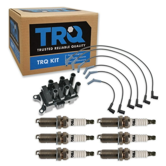 TRQ Ignition Kit Ignition Coil Spark Plugs Wire Set Fits V6 3.0L OHV 2001-2007 Ford Taurus 2001-2005 Mercury Sable TKA06188