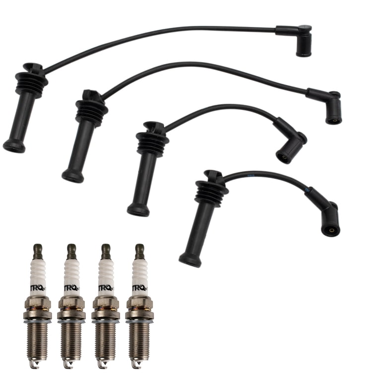 TRQ Ignition Kit For Chevrolet Aveo 1.6L (2004-2008) - Includes Spark Plug Wires & 4 Spark Plugs