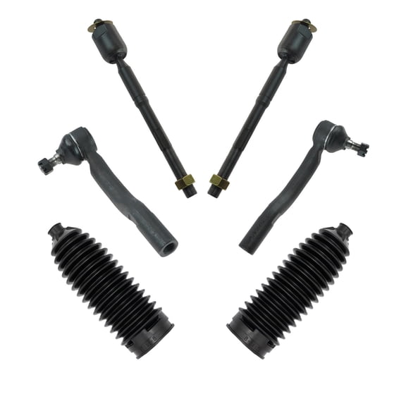 TRQ Front Driver & Passenger Side Inner & Outer Steering Kit Steering Rack & Pinion Bellow Tie Rod Fits 2005-2012 Toyota Avalon 2007-2011 Camry